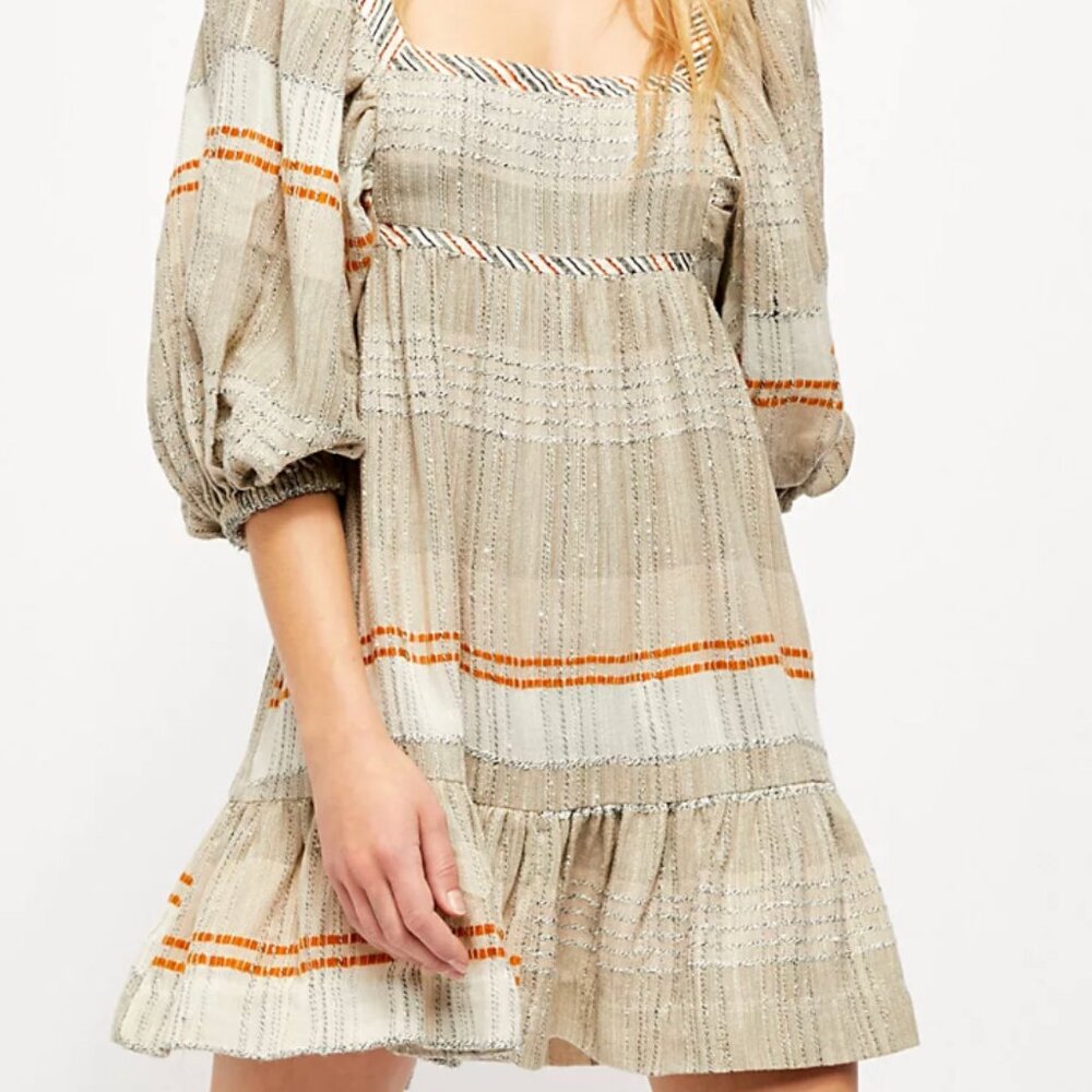 Free People Cozy Striped Mini Dress in the Ivory Combo